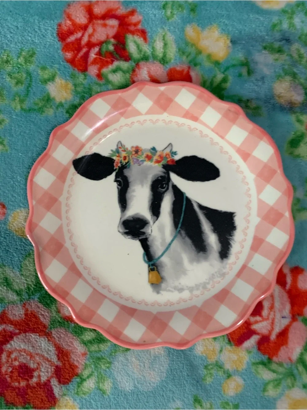 The Pioneer Woman Gingham Country Cow Appetizer/Desert Plate